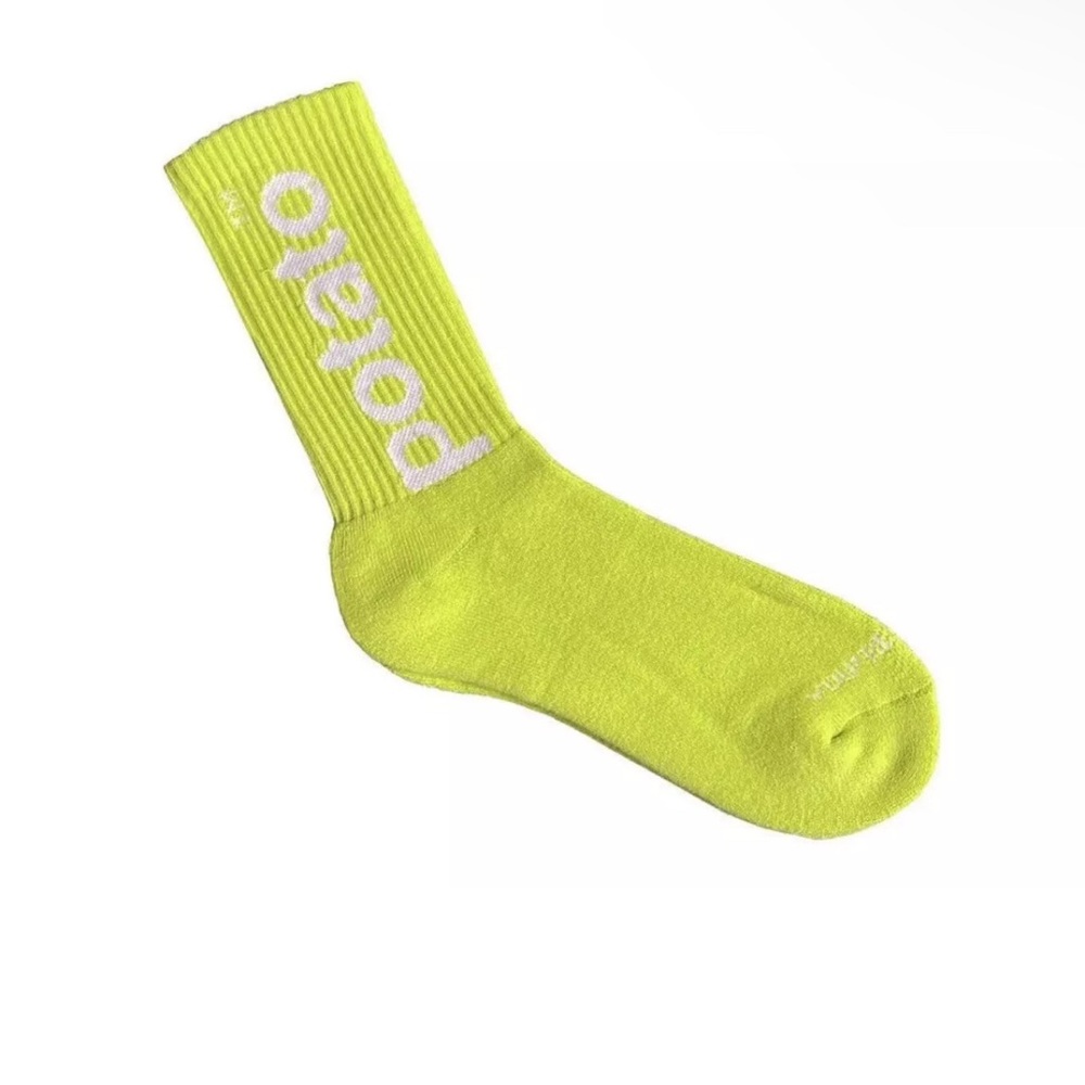 Imran Potato Neon Green Logo Socks Cozy
